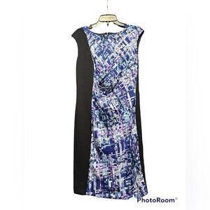 Travelsmith midi dress navy purple floral sz 10